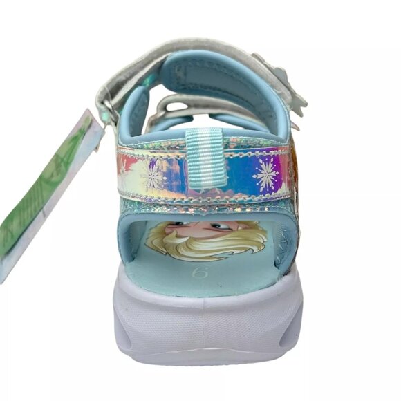 Disney Frozen Anna & Elsa Toddler Girl's Light-up Sandals Size 9 Silver/Aqua - Picture 7 of 13